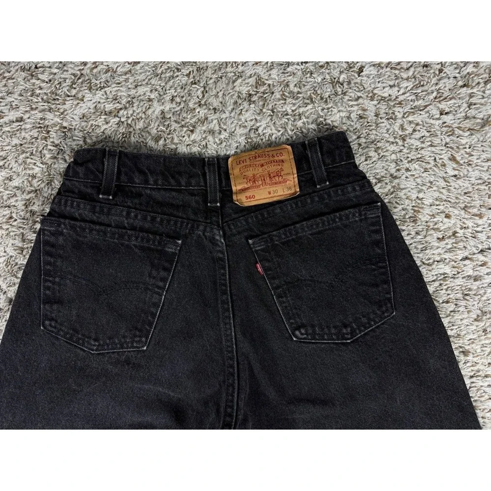 Vintage 1993 Levi's 560 Loose Fit Black Jeans Made in USA W30 L36